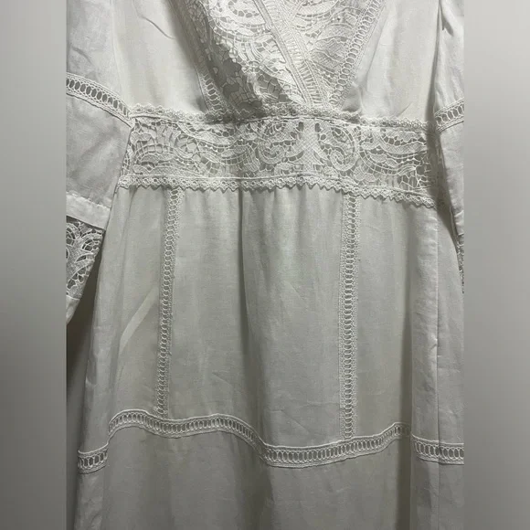 NWOT Soft Surroundings Araminta White Linen and Lace Maxi Dress Women’s Size 12 - Picture 6 of 10